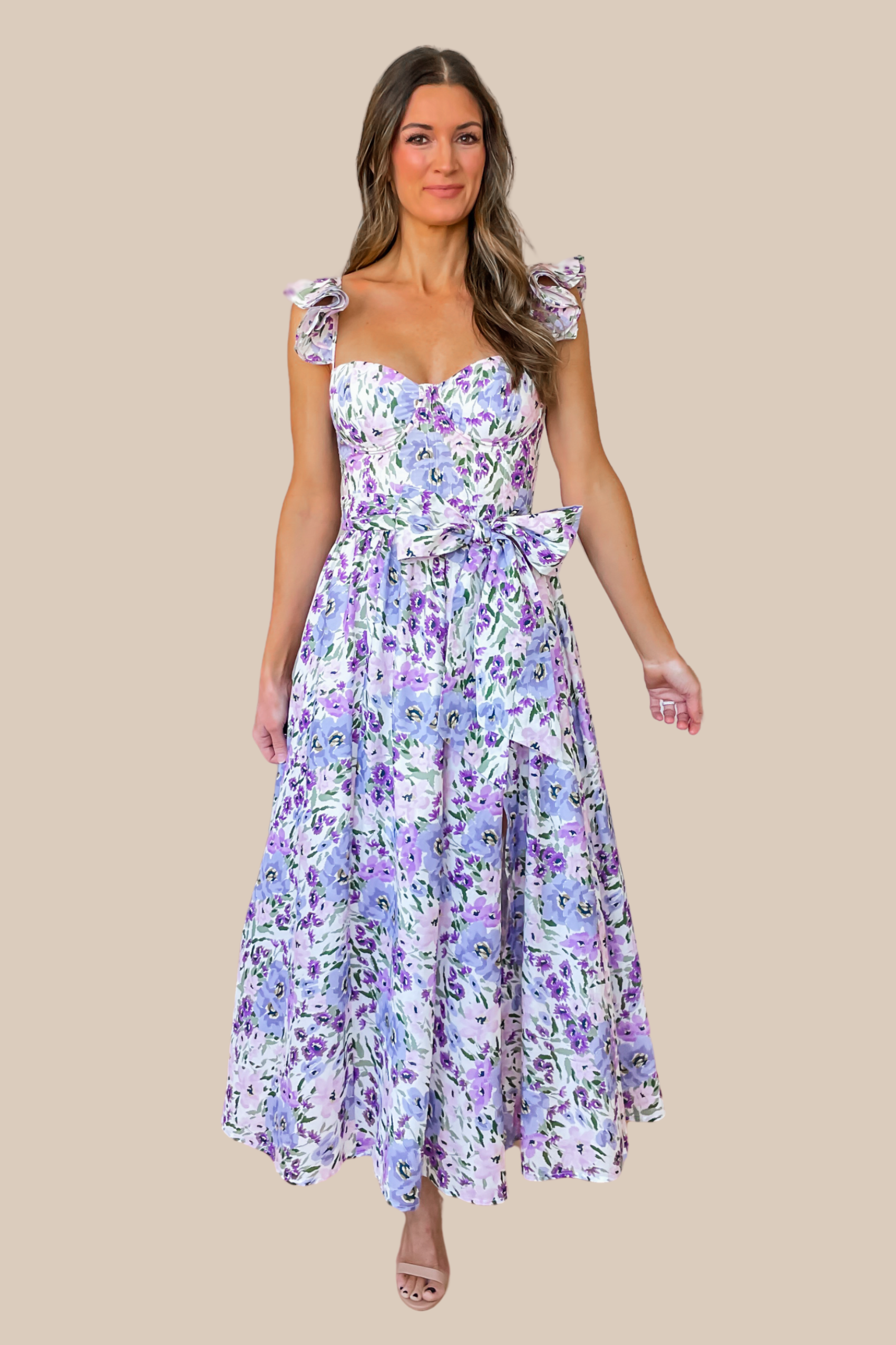 Sunday Brunch Floral Bustier Midi Dress - Lilac Ivy & Olive Boutique Sunday Brunch Floral Bustier Midi Dress - Lilac Ivy & Olive Boutique