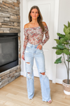 Made My Day Floral Off Shoulder Bodysuit - Black