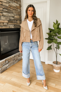 Cropped Trench Coat - Tan
