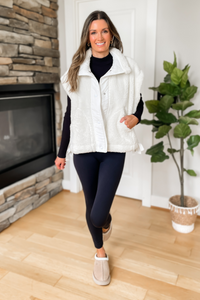 Finley Oversized Fleece Vest - Cream