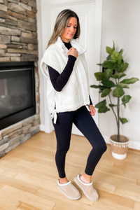 Finley Oversized Fleece Vest - Cream