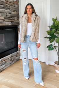 Aspen Faux Fur Vest - Stone