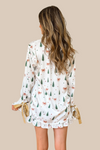 Christmas Tree and Bows Satin Pajama Set - Off White and Gold