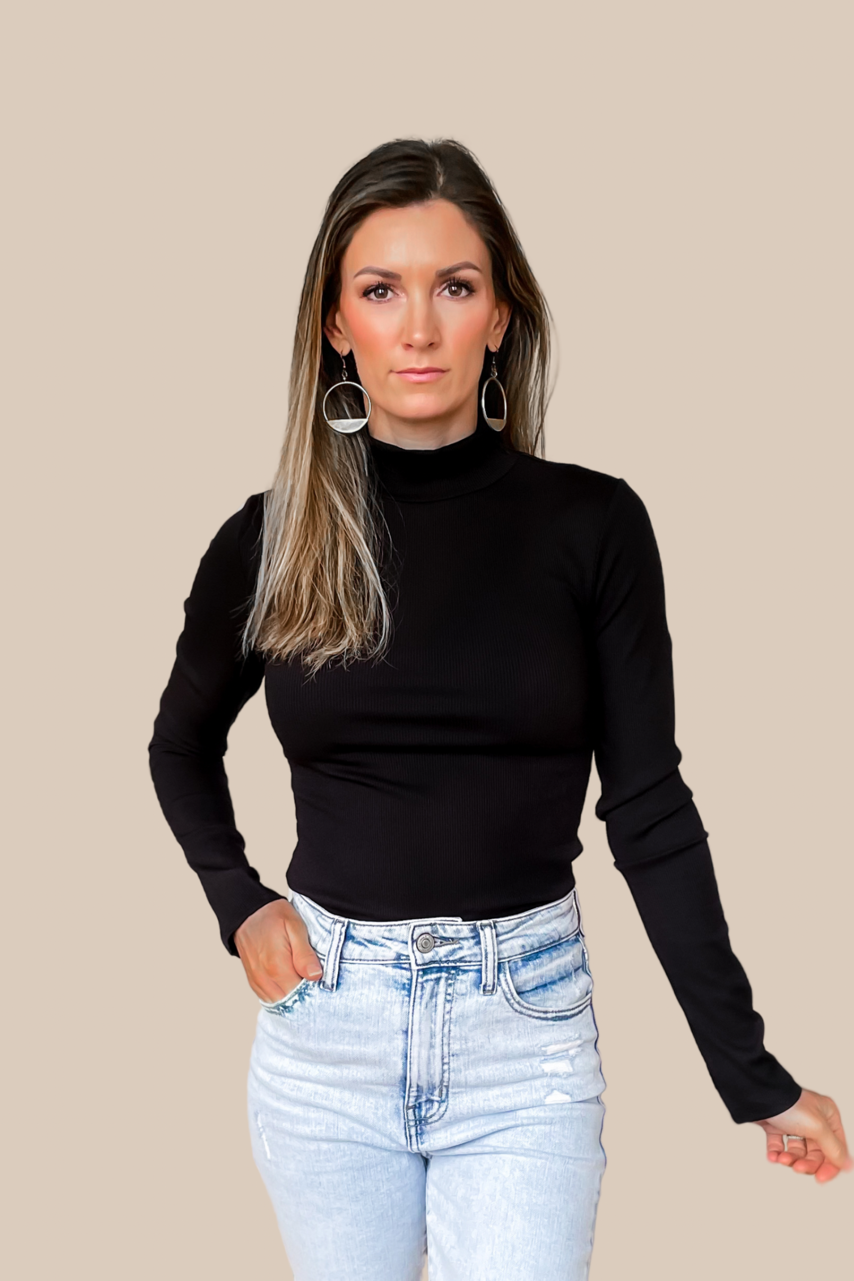 Mock Turtleneck Turtleneck V Neck Maeve Ribbed Knit Mock Neck Top