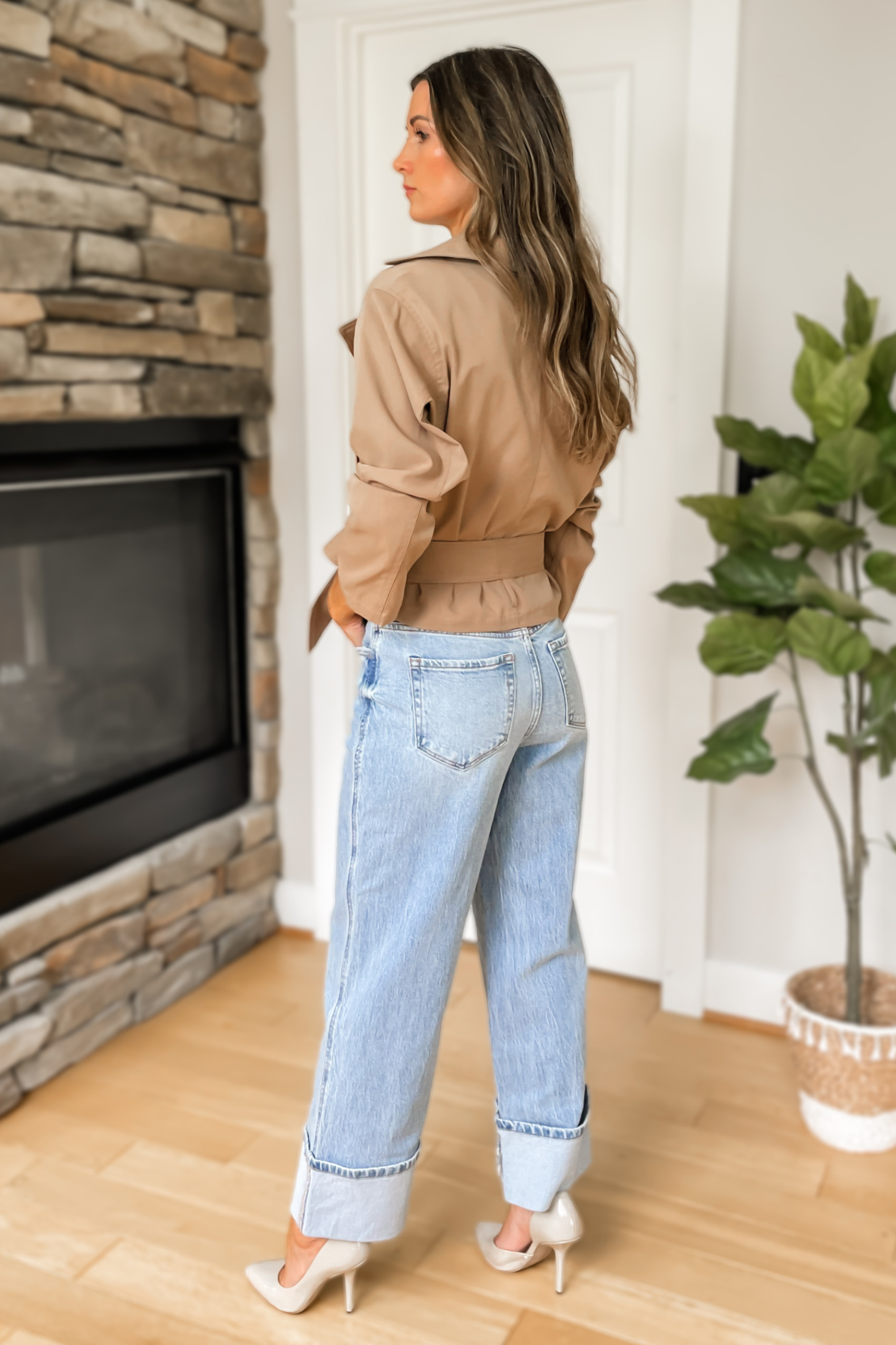 Cropped Trench Coat - Tan