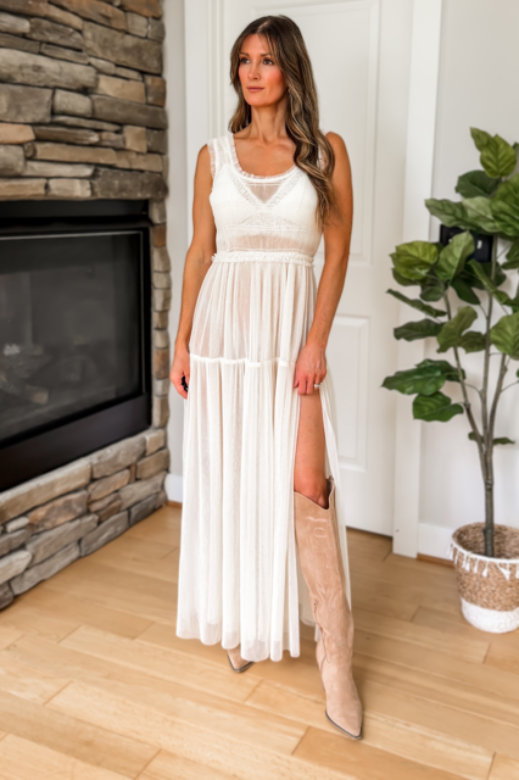 Desert Daydream Tulle Maxi Dress - Off White