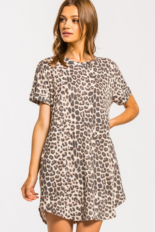 Stay Wild Leopard Waffle Knit Dress - SALE