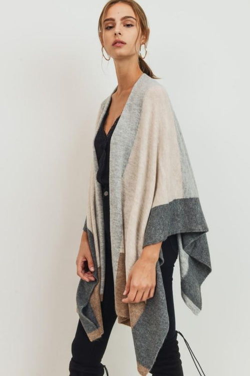 Just For You Colorblock Poncho Cardigan