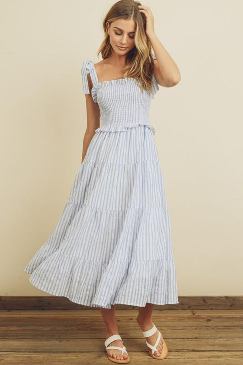 Sunday Brunch Blue Striped Midi Dress Ivy & Olive Boutique Sunday Brunch Blue Striped Midi Dress Ivy & Olive Boutique