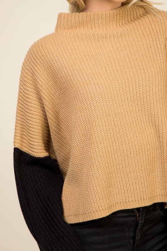 Fall For You Taupe Colorblock Sweater - SALE