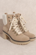 Margo Shearling Lace Up Boot Khaki - SALE