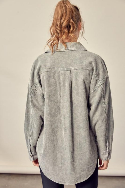 STYLE STEAL! Washed Grey Corduroy Shacket