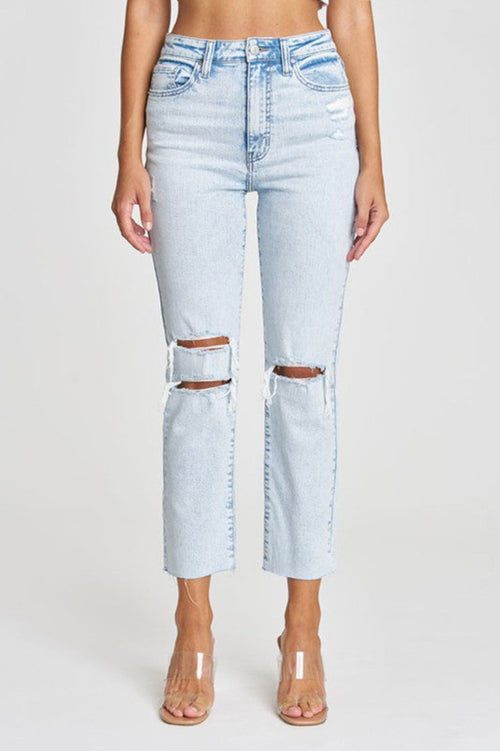 Reign High Rise Distressed Straight Jeans