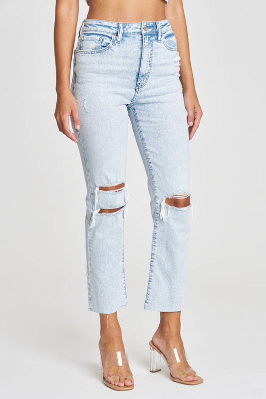 Reign High Rise Distressed Straight Jeans - SALE