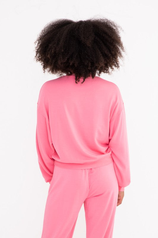 Beautiful Day Long Sleeve Knit Top - Hot Pink