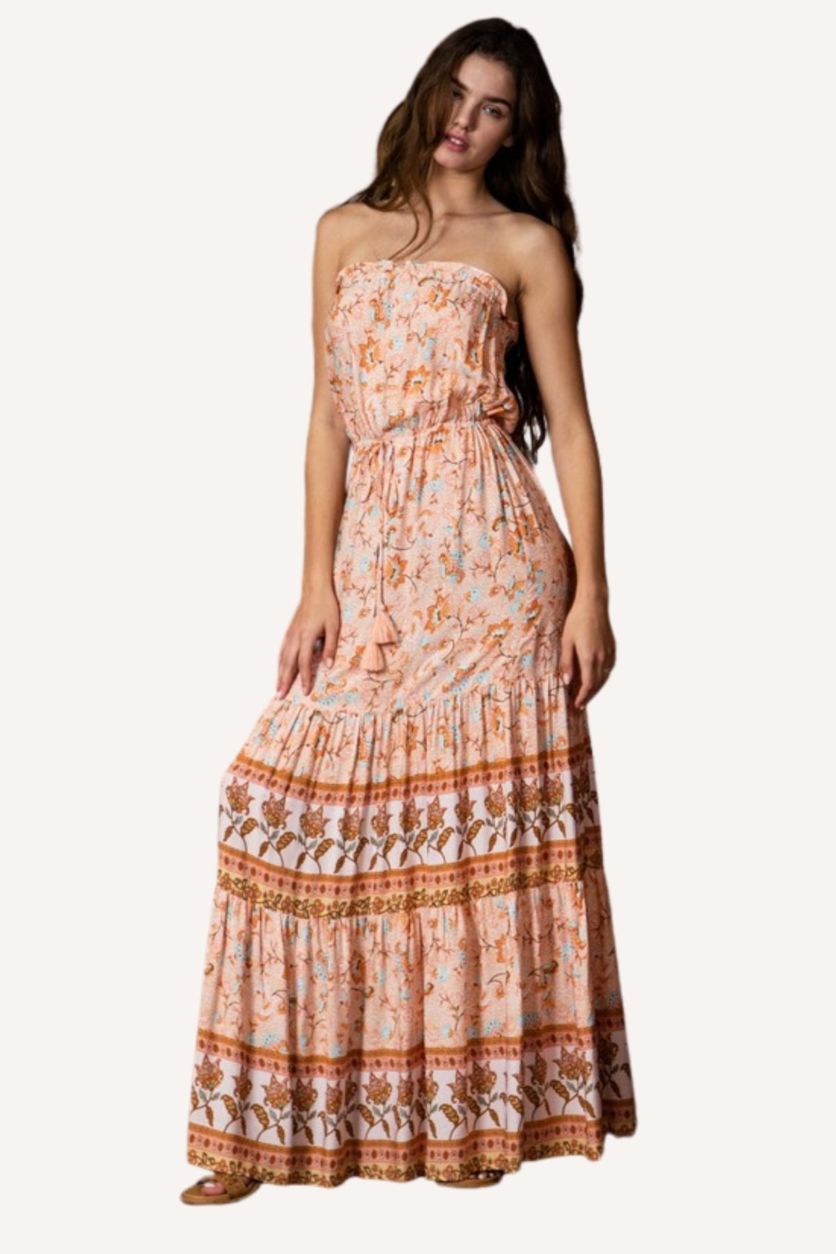 fitted lace wedding dress Just Peachy Maxi Dress