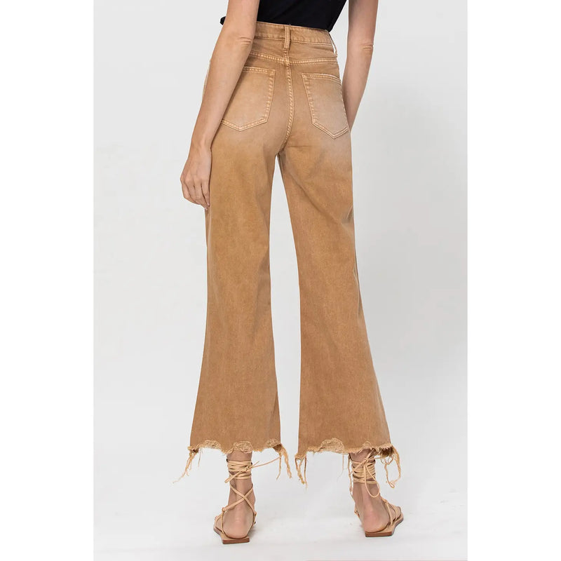 Happy Place 90's Crop Flare Jeans - Camel - Restock!