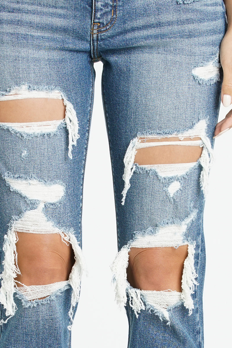 On The Move Distressed Girlfriend Jeans