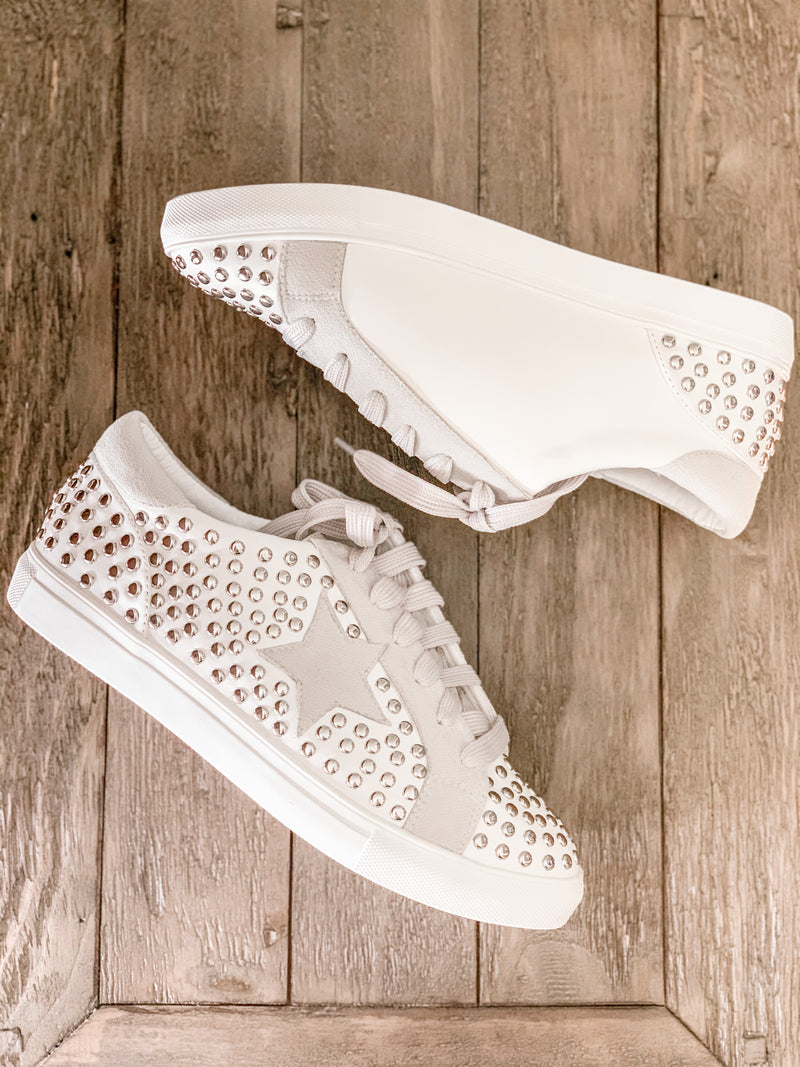 Star Studded White Sneakers