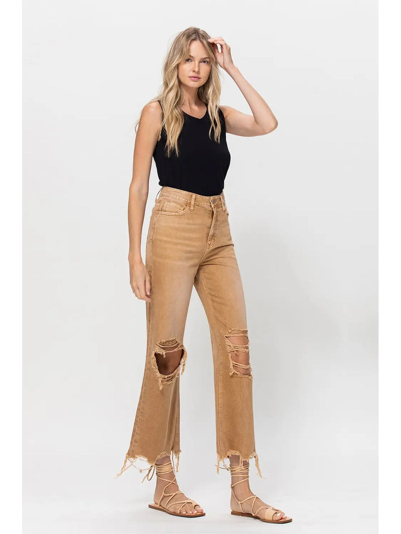STYLE STEAL! Happy Place 90's Crop Flare Jeans - Camel - Restock!