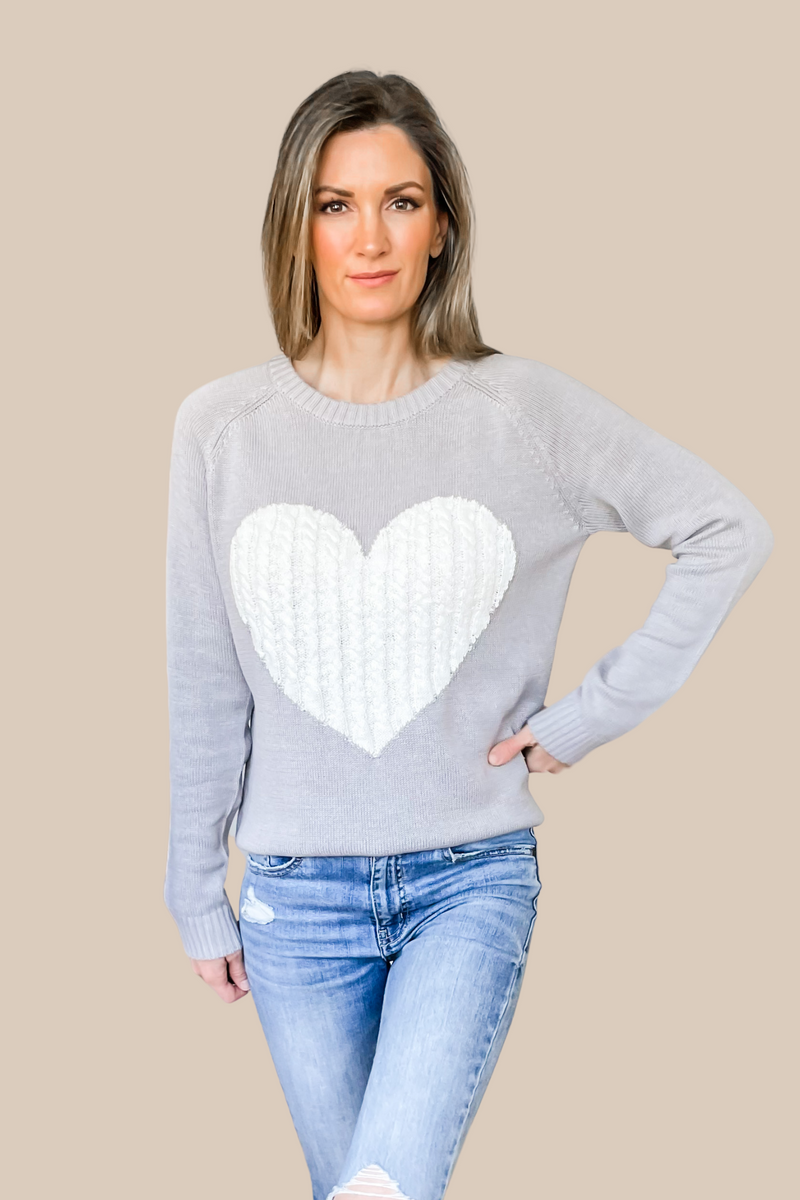 Lasting Love Grey Heart Sweater - SALE