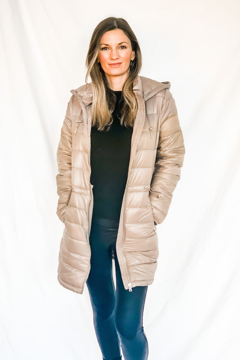 STYLE STEAL! Chilled Out Taupe Puffer Jacket