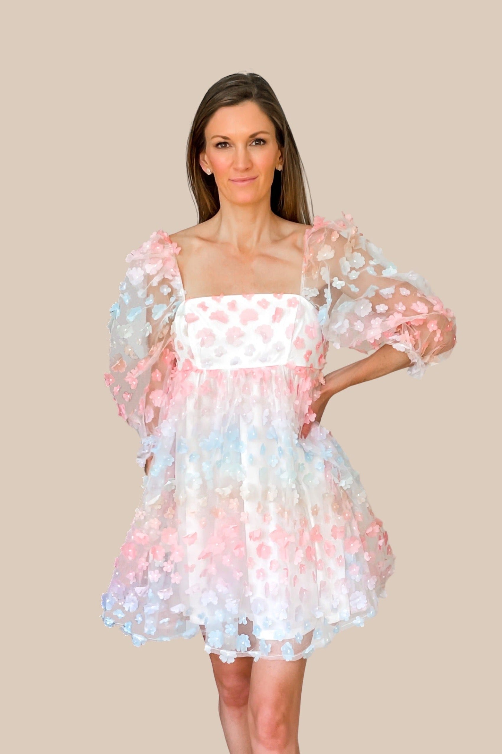 Rainbow Floral Babydoll Dress - Small Rainbow Floral Babydoll Dress - Small