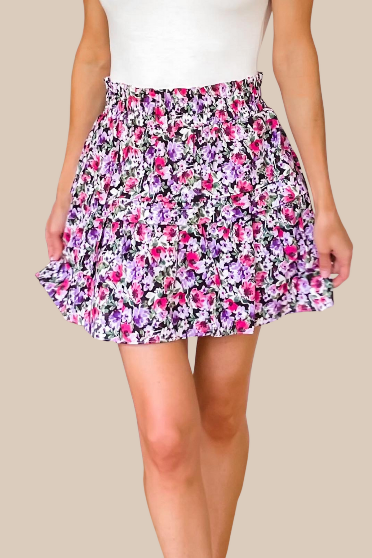 Floral mini skirt hot sale