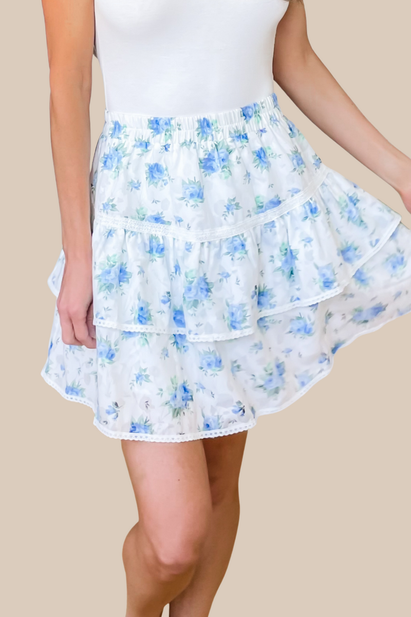 Love Shack Floral Print Mini Skirt - FINAL SALE