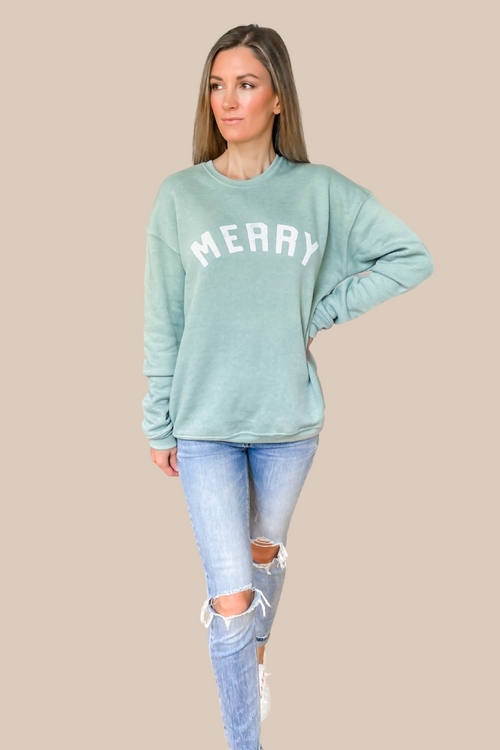 Merry Sweatshirt-Heather Sage - SALE