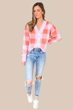 As If Plaid Checkered Cardigan - Lilac - SALE