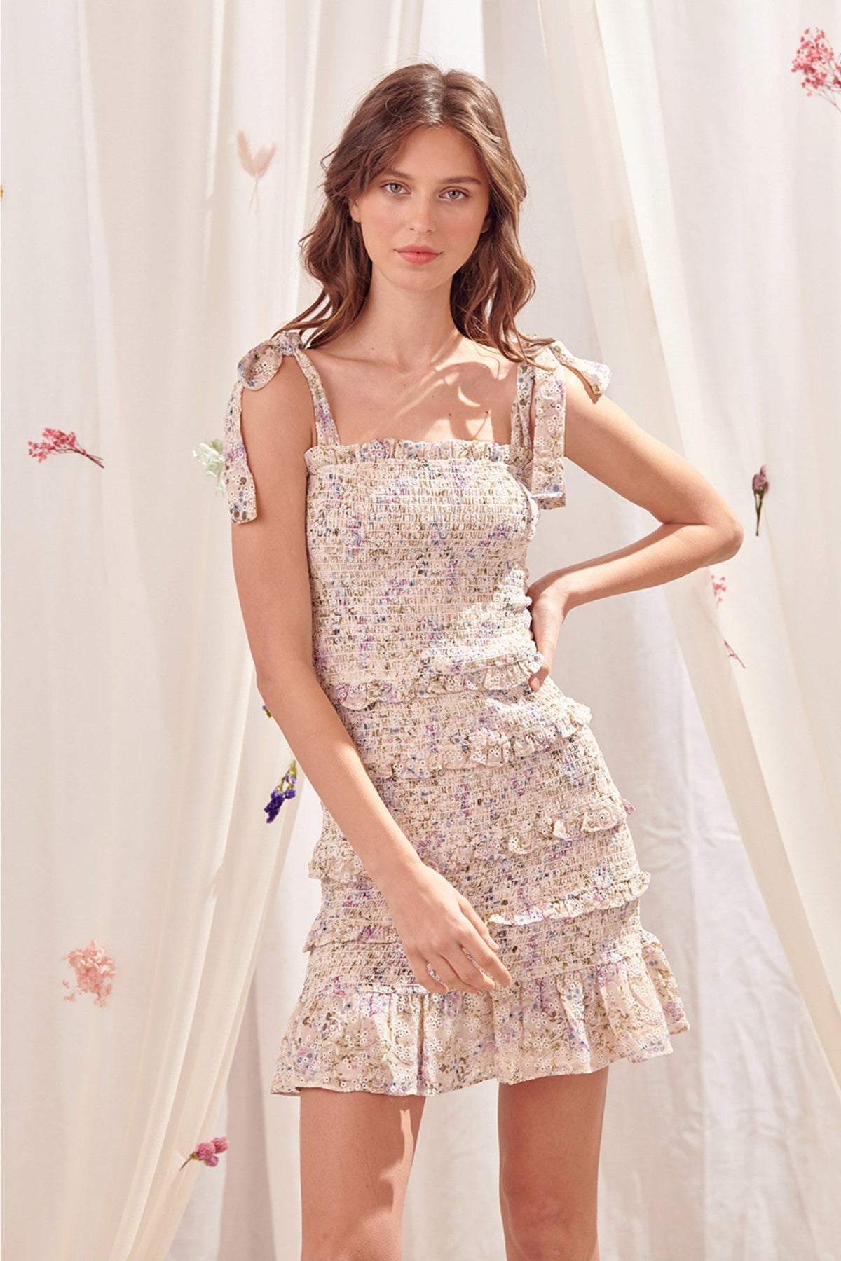 Summer Bliss Floral Eyelet Dress Medium
